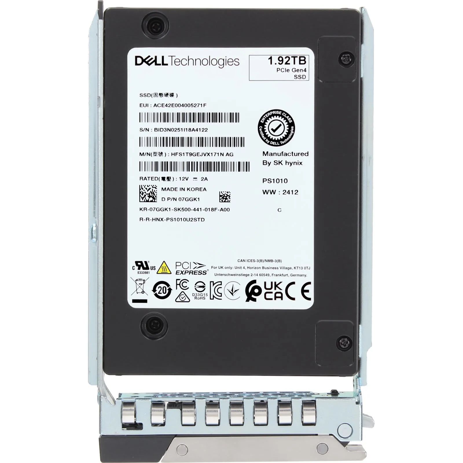 Dell 07GGK1/ Sk Hynix 1.92TB U.2 NVMe PCle SFF NEW