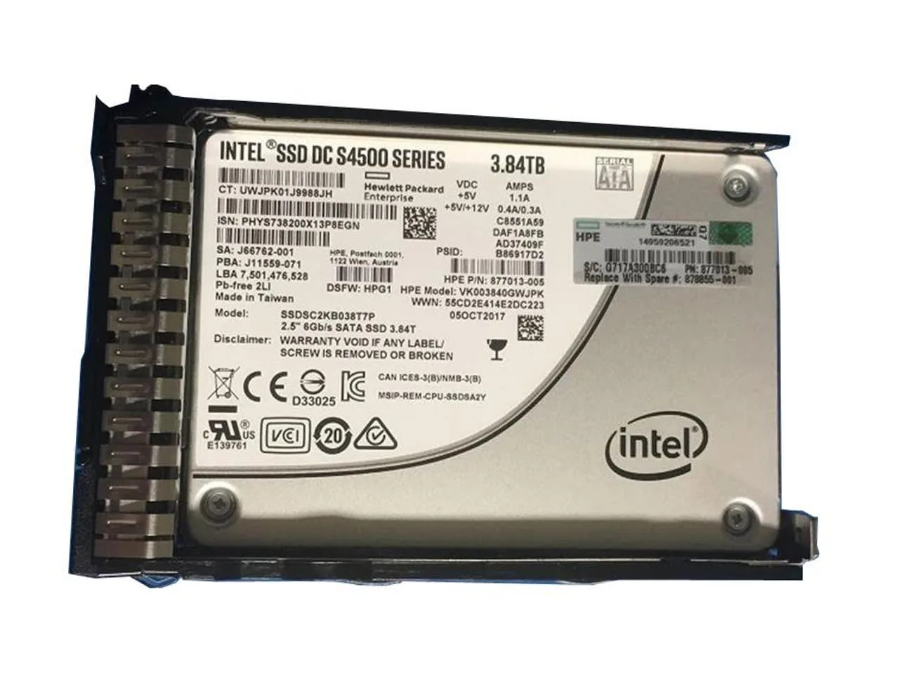 HPE 3.84TB SATA 6Gbps SFF P/N: 877013-005
