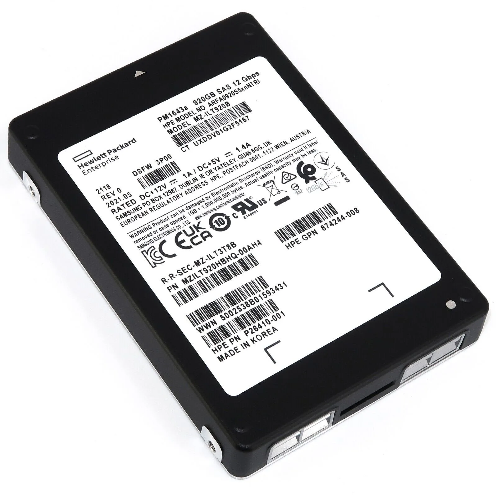 HPE P02435-007 920GB SAS 12Gbps Samsung PM1643 SFF NEW