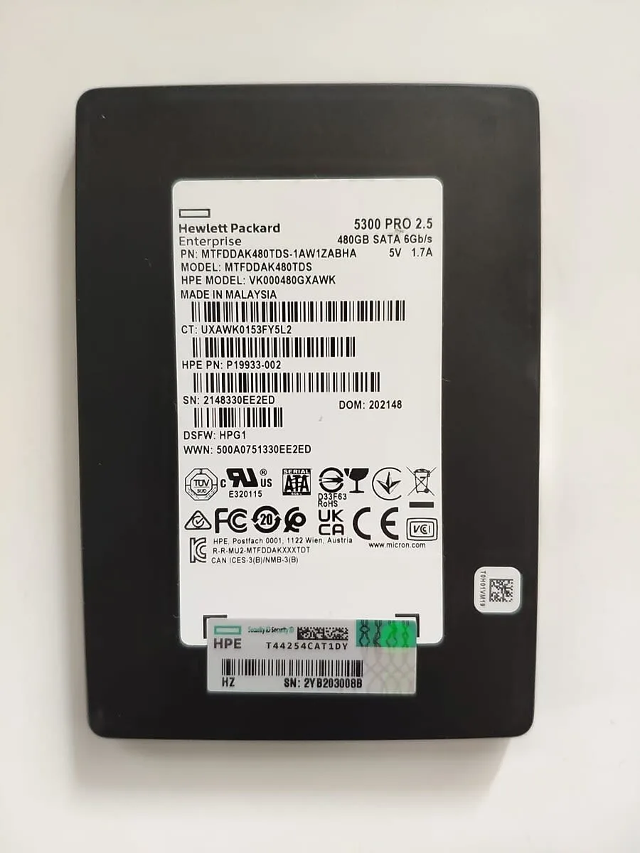 HPE P/N: P19933-002 / Micron 5300 PRO 480gb SATA 6Gbps SFF 