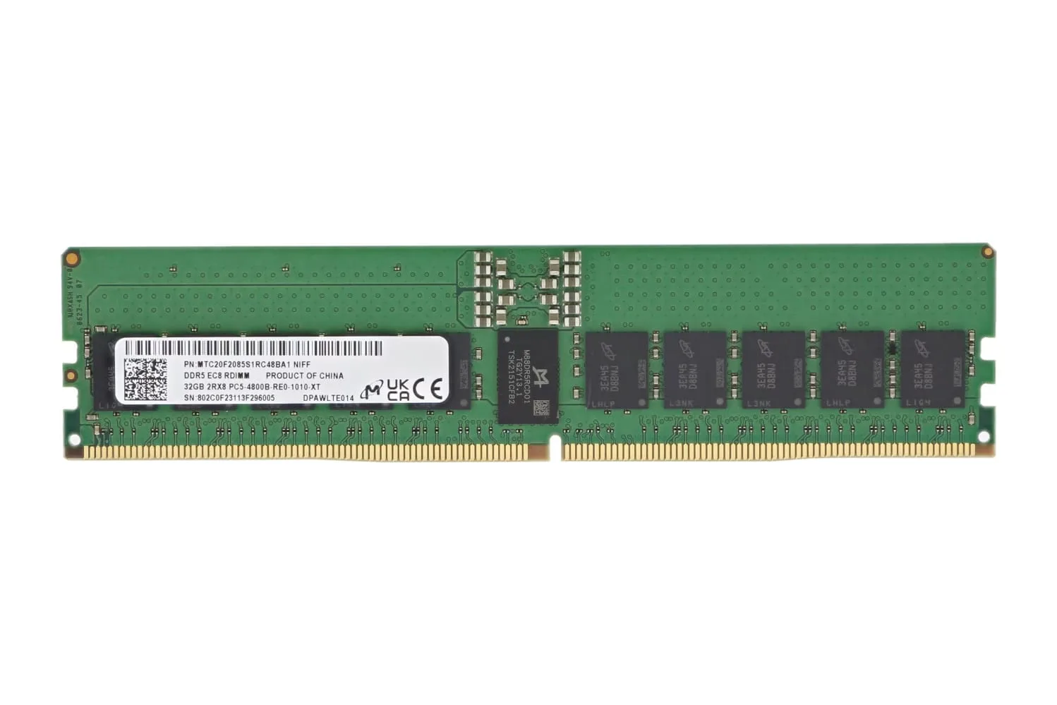 Micron 32GB DDR5 4800MHz PC-5 38400 ECC P/N: MTC20F2085S1RC48BA1