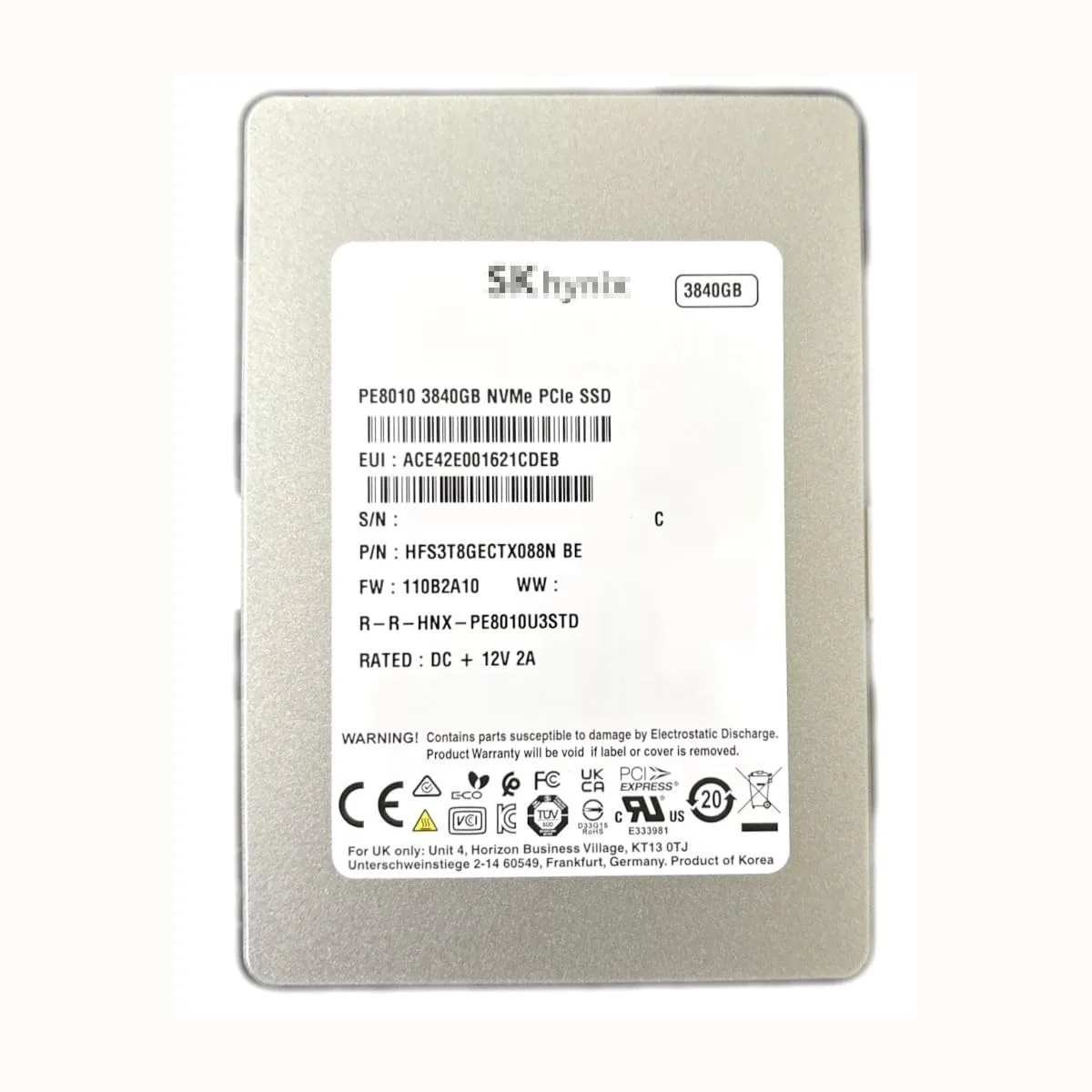 HPE 3.84TB U.3 NVMe Gen 4  2,5 SFF P/N: P19817-B21