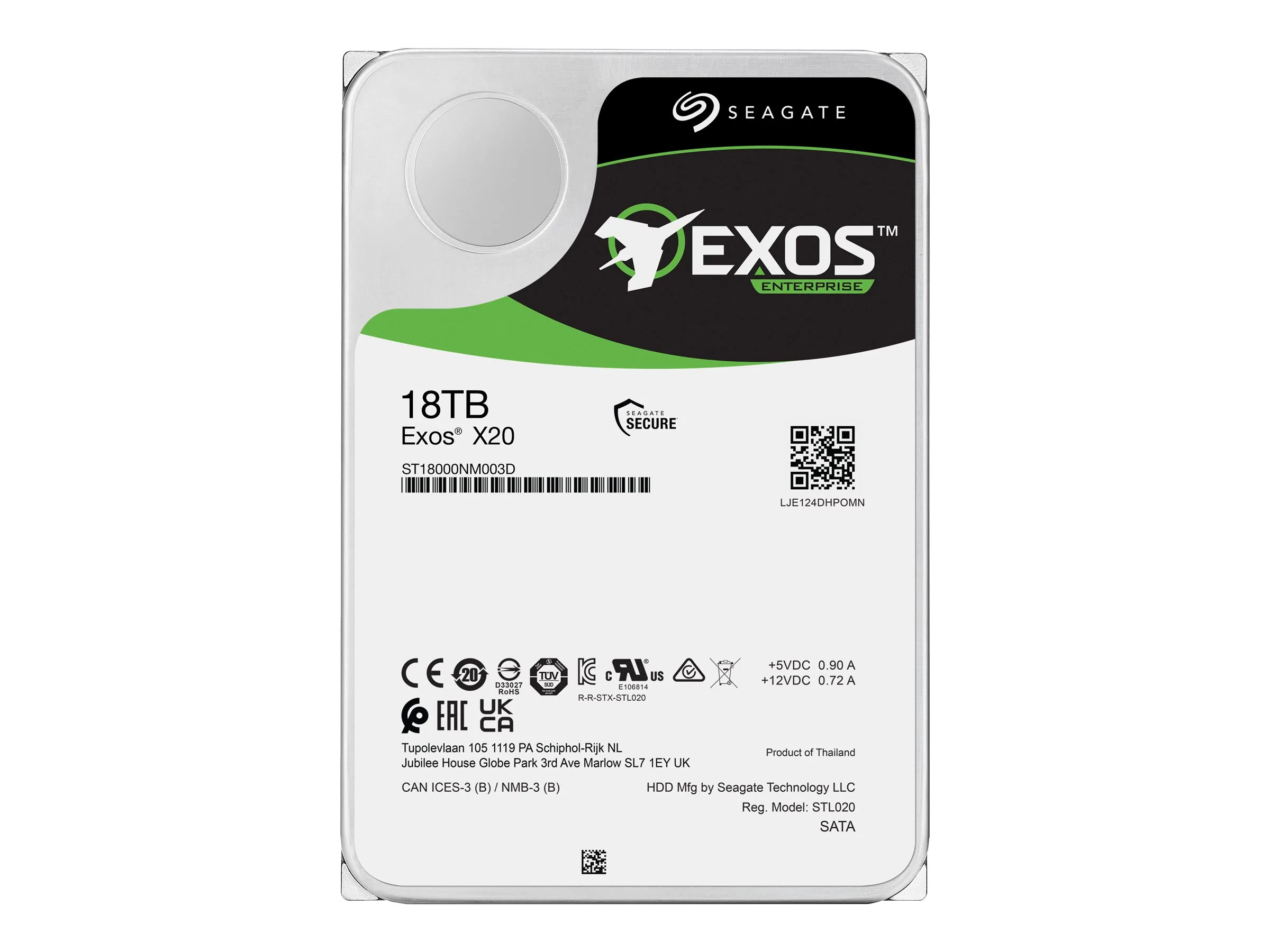 Seagate Exos X20 18TB SATA 7.2K 6Gbps 3,5" LFF