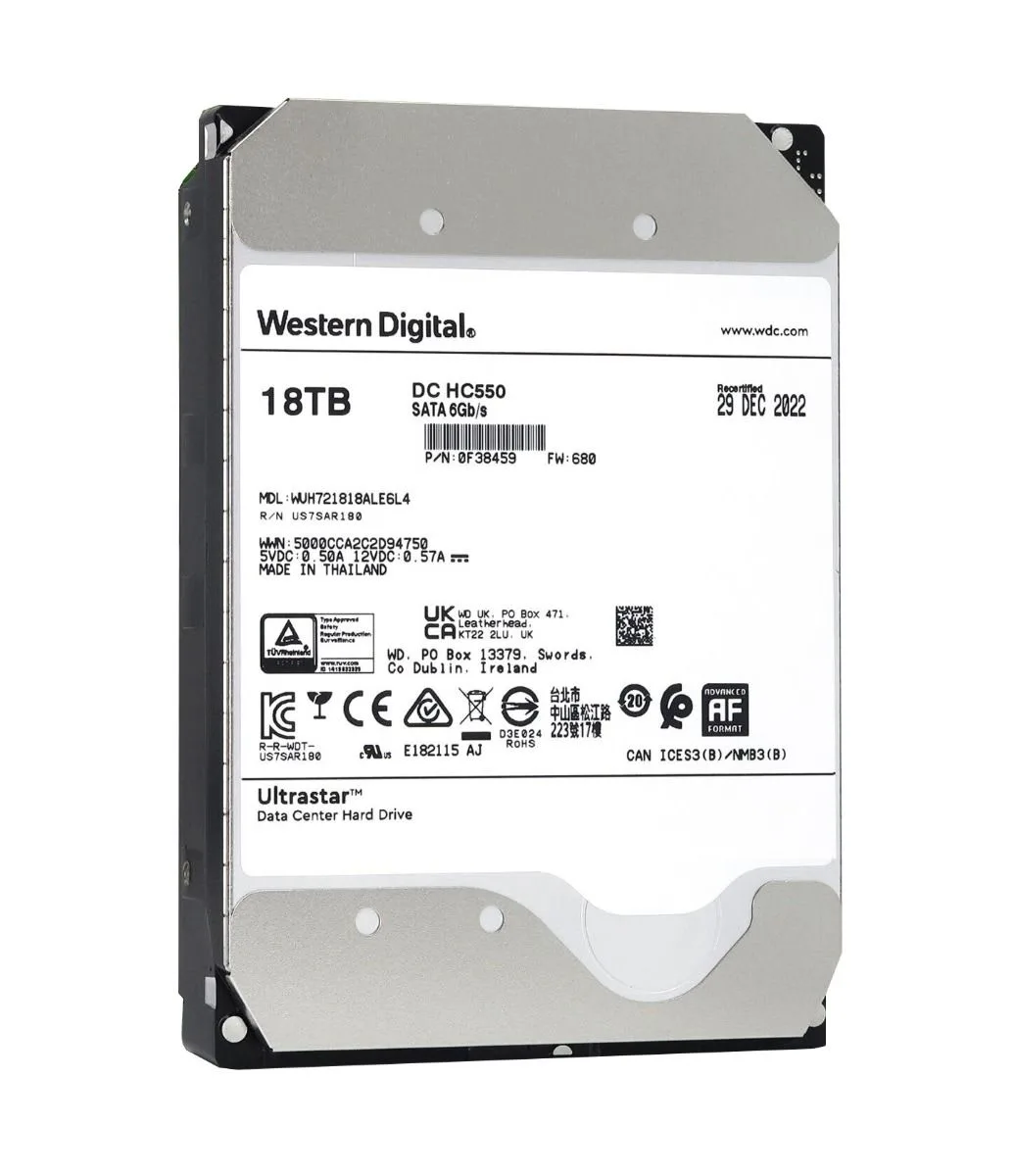 WD HC550 18TB SATA 7.2K 6Gbps 3,5" LFF P/N: 0F38459