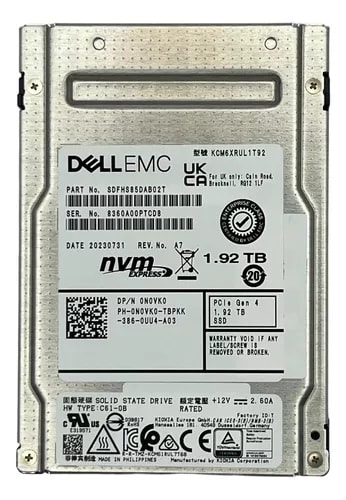 Dell 0N0VK0 NEW 1.92TB U.2 NVMe SFF 1