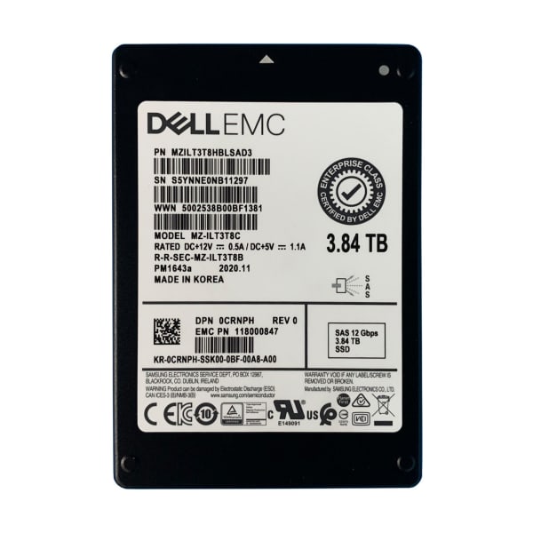 Dell / Samsung PM1643a 3.84TB SAS 12Gbps SFF P/N: 0CRNPH 1